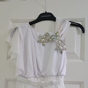 Weissman Ivory Dress with Rhinestone Accents